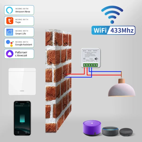 Tuya Smart WiFi Switch RF 433MHz Wireless Light Switch 1/2/3Gang Wall Switch Smart Life APP Voice Control With Alexa Google Home - Image 3
